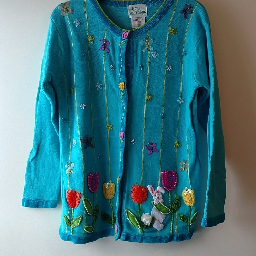 Embroidered Easter Sweater. Sz (M)
